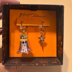 Betsey Johnson Mismatched Ghost and Wand Earrings